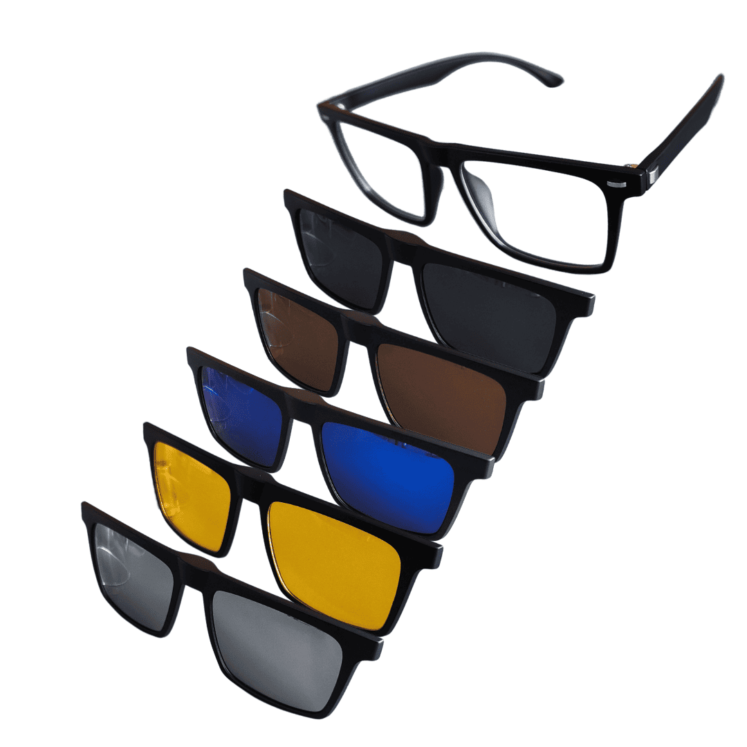 6-in-1 Clip-On Glasses Multi Lenses + Free Case