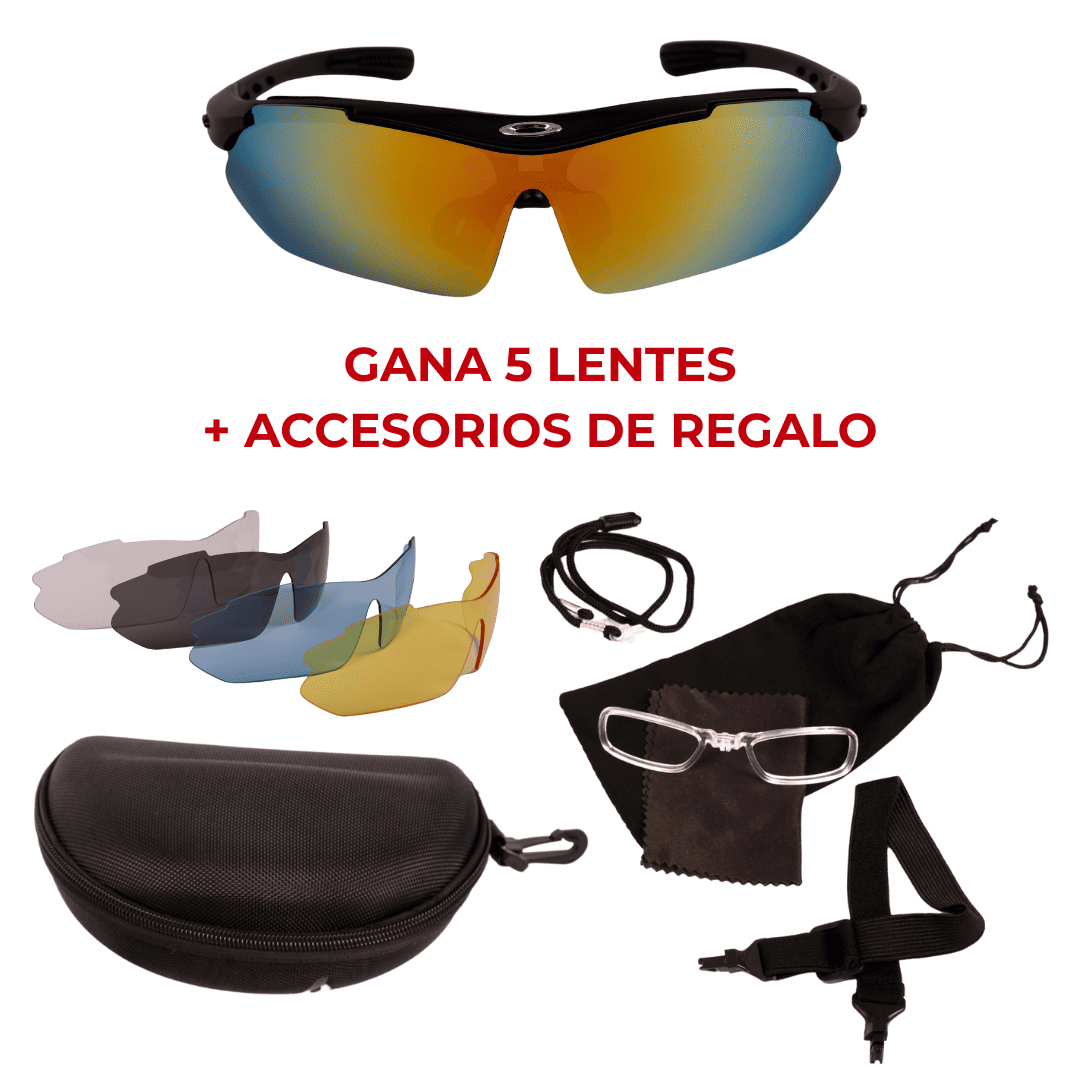 Gafas Deportivas Multicolores 5 en 1 + accesorios GRATIS