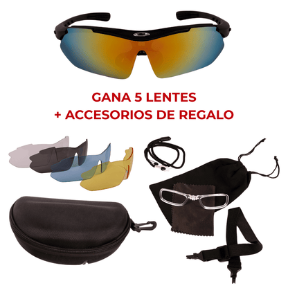 Gafas Deportivas Multicolores 5 en 1 + accesorios GRATIS