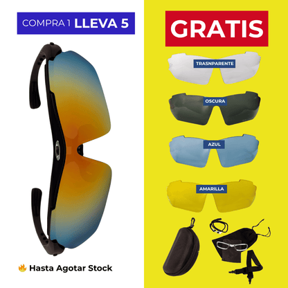Gafas Deportivas Multicolores 5 en 1 + accesorios GRATIS