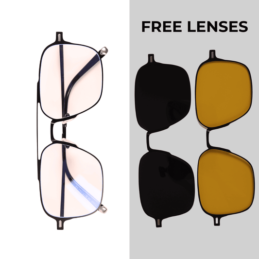 3-in-1 Premium Metal Glasses + FREE LENSES