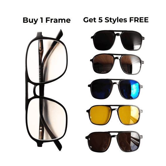 6-in-1 Clip-On Glasses Multi Lenses + Free Case
