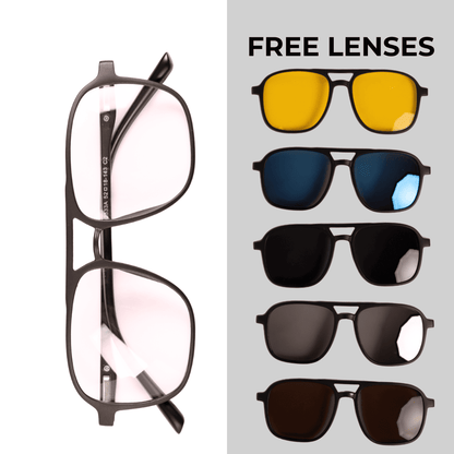 6-in-1 Fly Glasses - Prescription Compatible + FREE LENSES