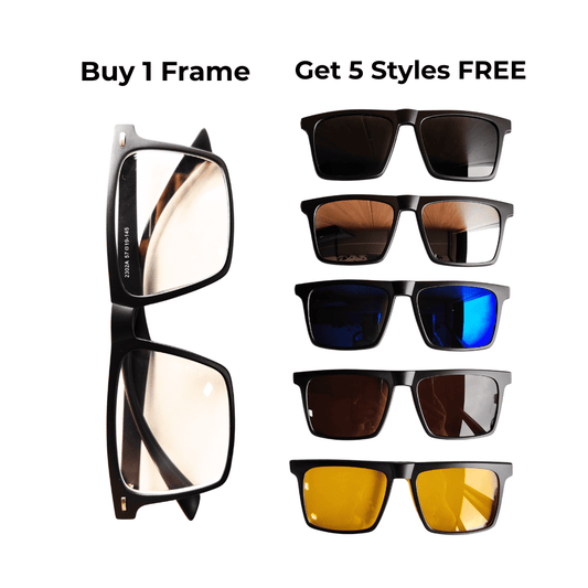 6-in-1 Clip-On Glasses Multi Lenses + Free Case
