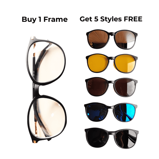 6-in-1 Clip-On Glasses Multi Lenses + Free Case